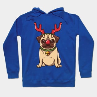 Reindeer Pug Christmas Animal Lover Dogs Hoodie